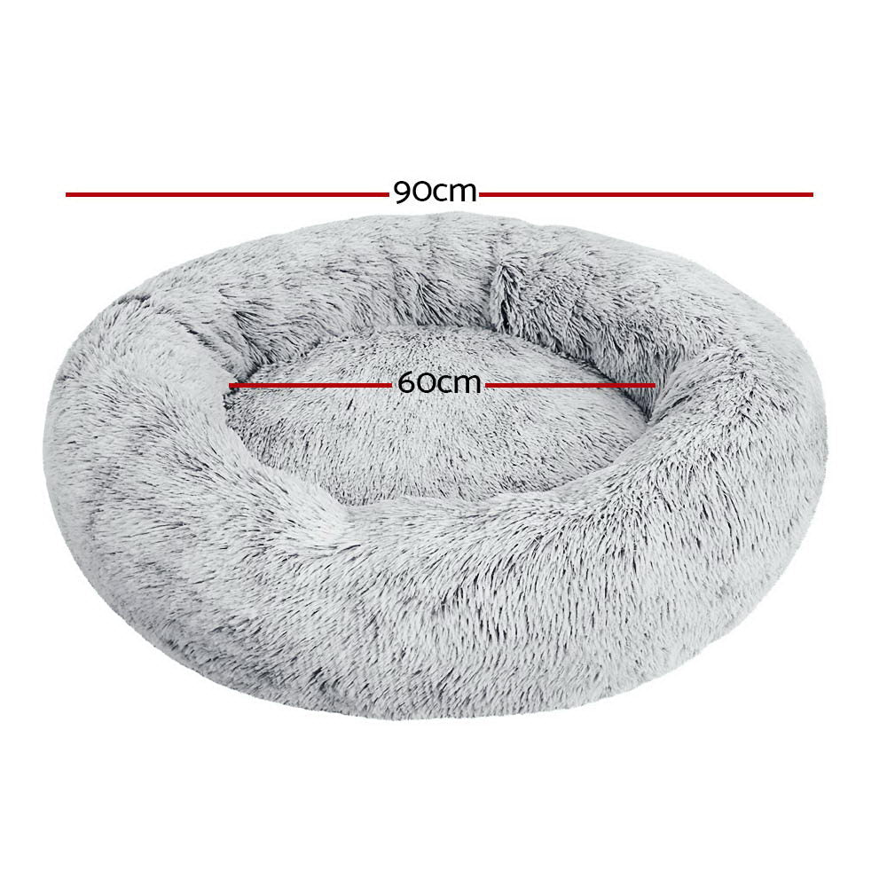 i.Pet Pet Bed Dog Cat 90cm Large Calming Soft Plush Light Charcoal